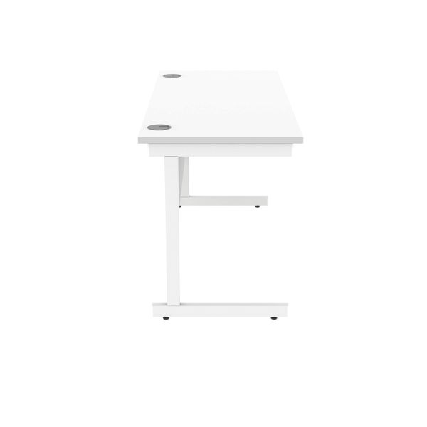 Polaris Rectangular Single Upright Cantilever Desk 1400x600x730mm Arctic White/Arctic White KF821850