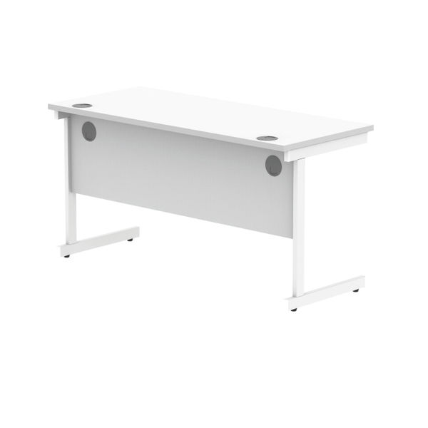 Polaris Rectangular Single Upright Cantilever Desk 1400x600x730mm Arctic White/Arctic White KF821850