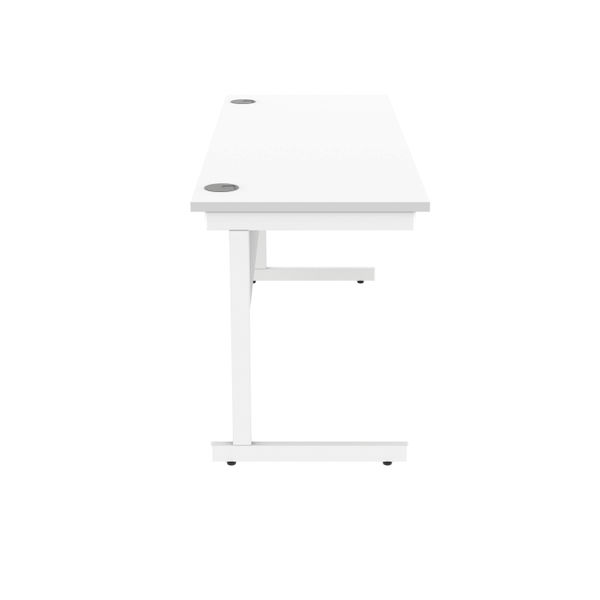 Polaris Rectangular Single Upright Cantilever Desk 1600x600x730mm Arctic White/White KF821860