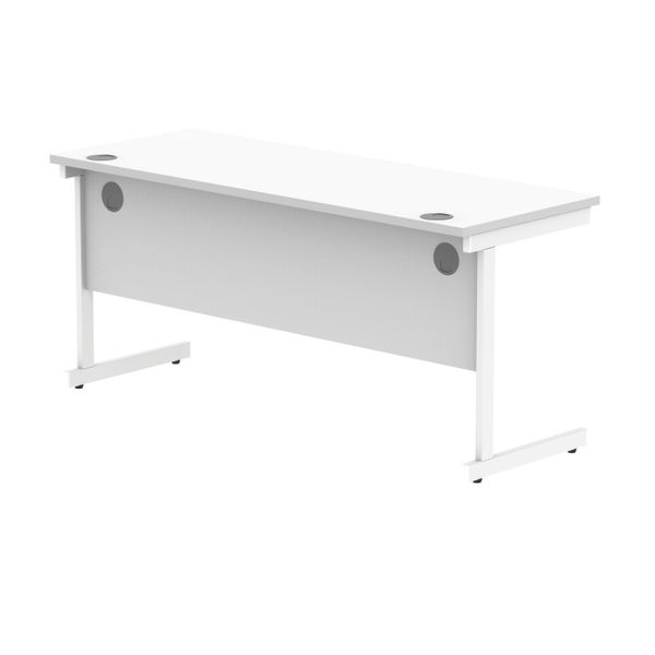 Polaris Rectangular Single Upright Cantilever Desk 1600x600x730mm Arctic White/White KF821860