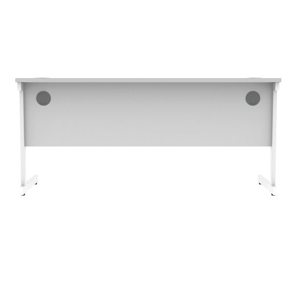 Polaris Rectangular Single Upright Cantilever Desk 1600x600x730mm Arctic White/White KF821860