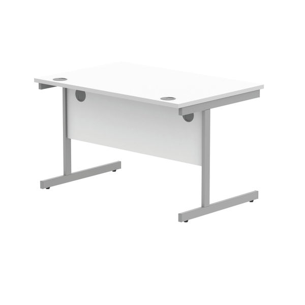 Polaris Rectangular Single Upright Cantilever Desk 1200x800x730mm Arctic White/White KF821870