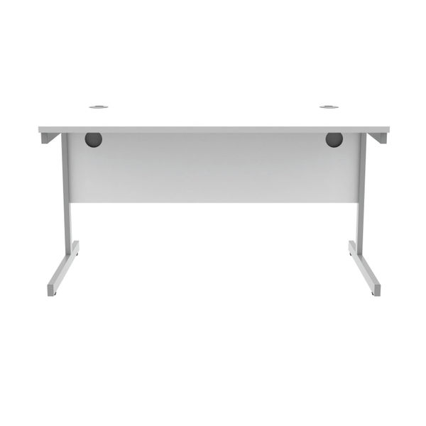 Polaris Rectangular Single Upright Cantilever Desk 1400x800x730mm Arctic White/White KF821880