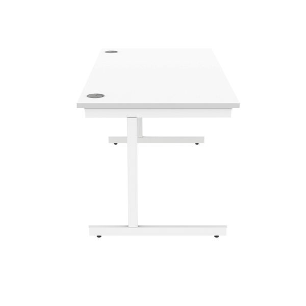 Polaris Rectangular Single Upright Cantilever Desk 1600x800x730mm Arctic White/White KF821890