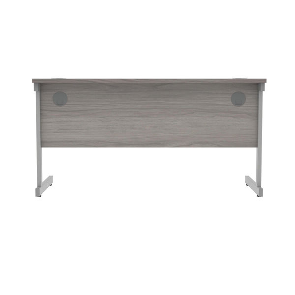 Polaris Rectangular Single Upright Cantilever Desk 1400x600x730mm Alaskan Grey Oak/Silver KF821910