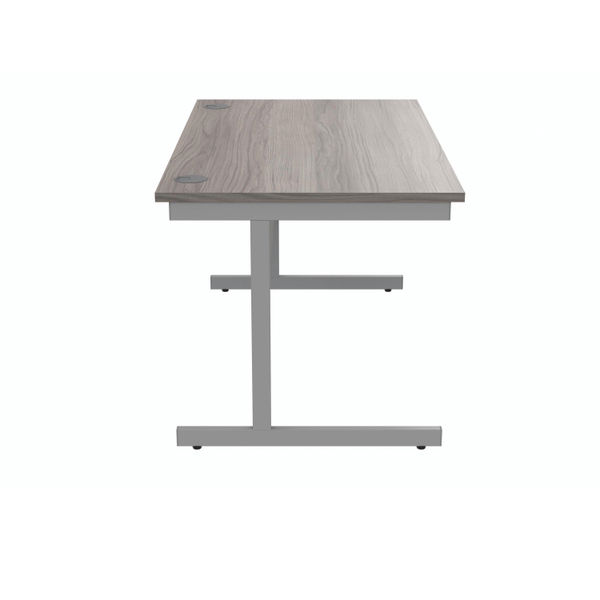 Polaris Rectangular Single Upright Cantilever Desk 1400x800x730mm Alaskan Grey Oak/Silver KF821940