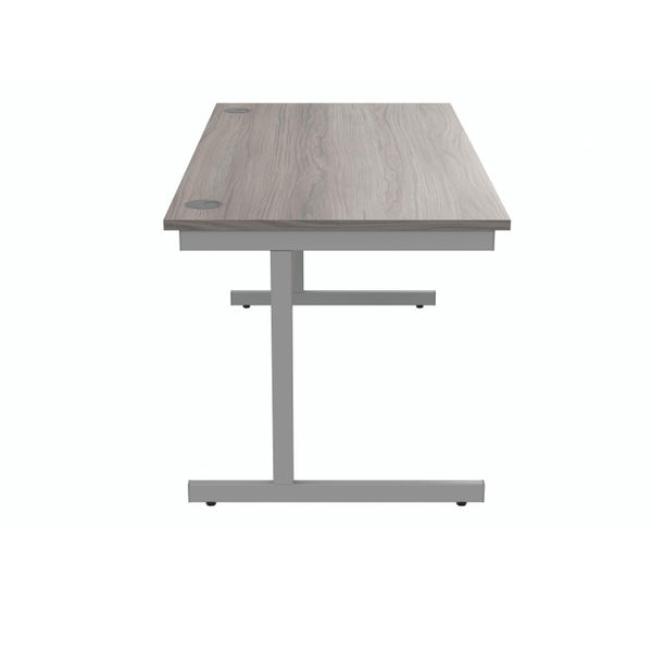 Polaris Rectangular Single Upright Cantilever Desk 1600x800x730mm Alaskan Grey Oak/Silver KF821950
