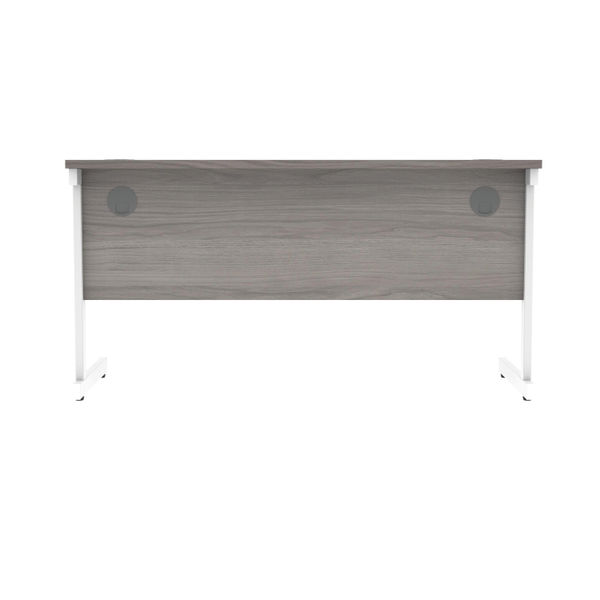 Polaris Rectangular Single Upright Cantilever Desk 1400x600x730mm Alaskan Grey Oak/White KF821970