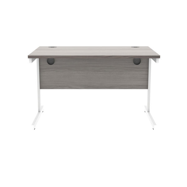 Polaris Rectangular Single Upright Cantilever Desk 1200x800x730mm Alaskan Grey Oak/White KF821990