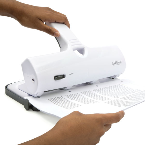 Rapesco ALU 40 Heavy Duty 4 Hole Punch White (Capacity: 40 sheets of 80gsm paper