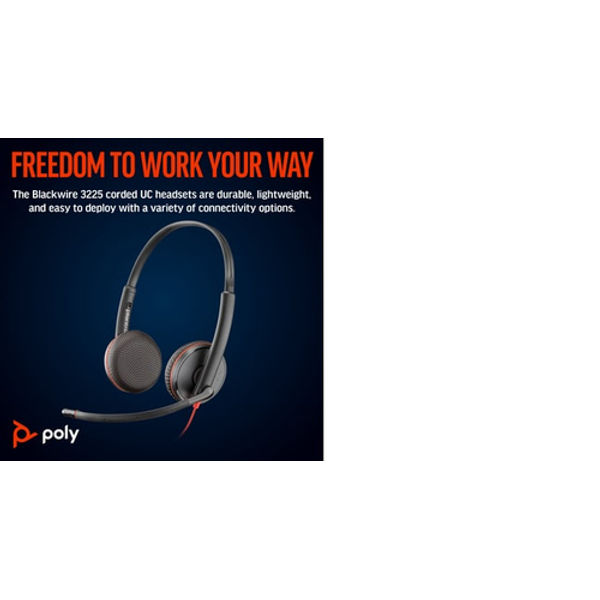 Poly Blackwire 3225 Stereo UC USB-C/A +3.5mm Headset 8X229AA