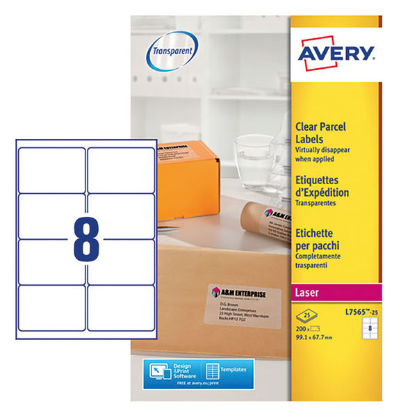 Avery Clear Address Labels 991 X 677mm Pack Of 200 L7565 25 Now