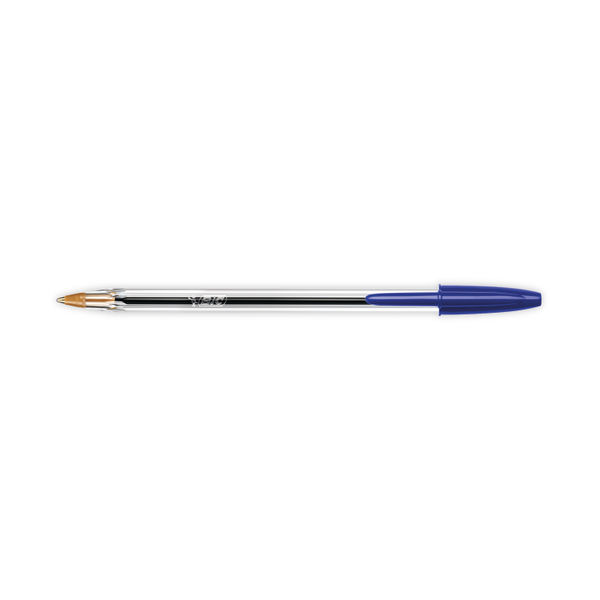 BIC Medium Blue Cristal Transparent Ballpoint Pens, Pack of 50 - 8373601