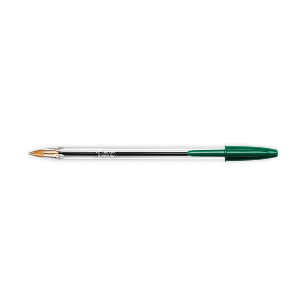 BIC Medium Green Cristal Transparent Ballpoint Pens, Pack of 50 - BC76246