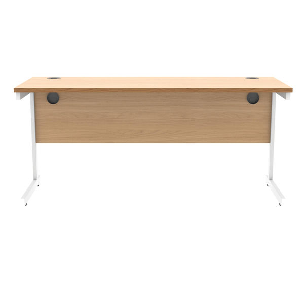 Polaris Rectangular Single Upright Cantilever Desk 1600x600x730mm Norwegian Beech/White KF821620