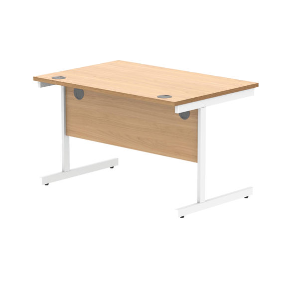 Polaris Rectangular Single Upright Cantilever Desk 1200x800x730mm Norwegian Beech/White KF821630
