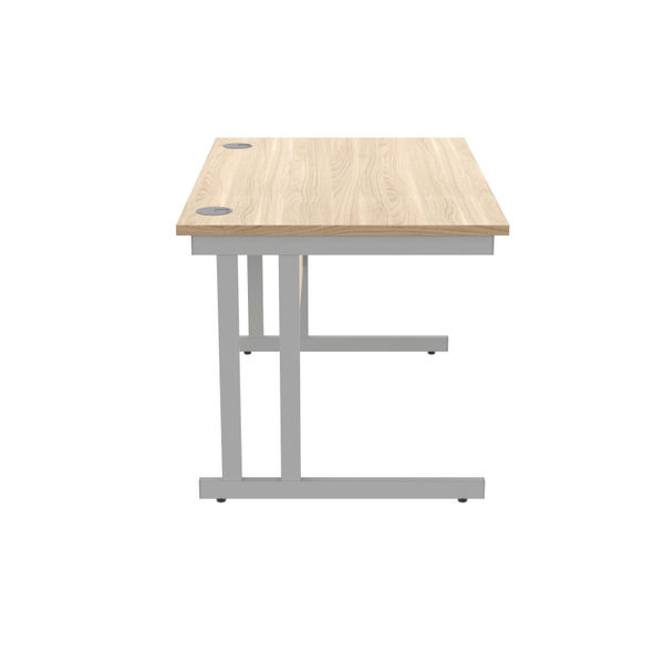 Polaris Rectangular Double Upright Cantilever Desk 1200x800x730mm Canadian Oak/Silver KF822210