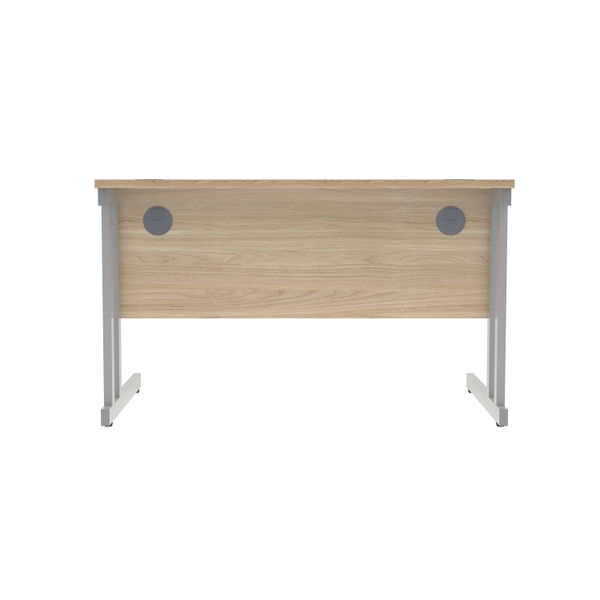 Polaris Rectangular Double Upright Cantilever Desk 1200x800x730mm Canadian Oak/Silver KF822210