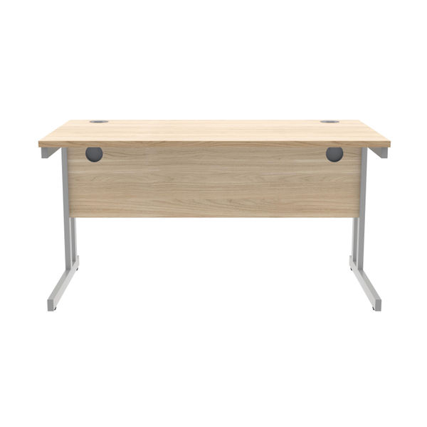Polaris Rectangular Double Upright Cantilever Desk 1400x800x730mm Canadian Oak/Silver KF822220