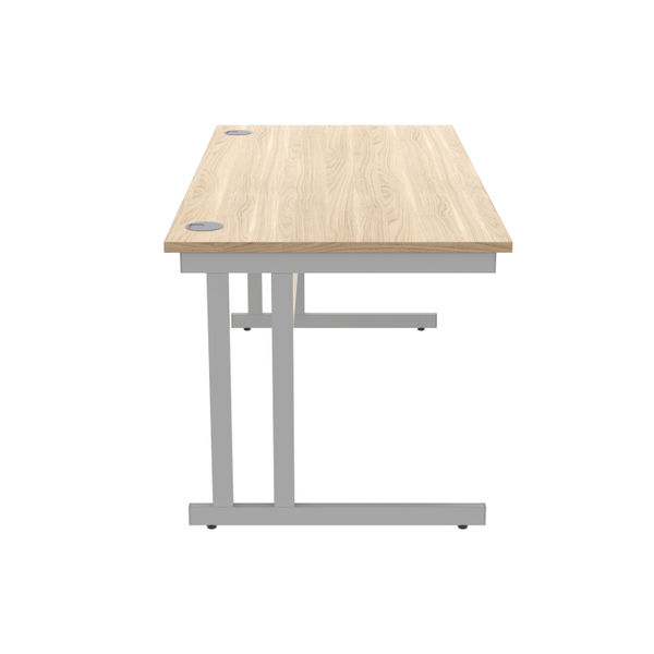 Polaris Rectangular Double Upright Cantilever Desk 1600x800x730mm Canadian Oak/Silver KF822230
