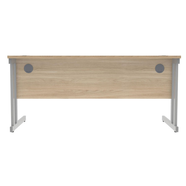 Polaris Rectangular Double Upright Cantilever Desk 1600x800x730mm Canadian Oak/Silver KF822230