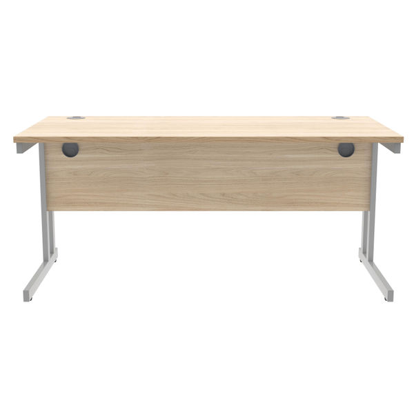 Polaris Rectangular Double Upright Cantilever Desk 1600x800x730mm Canadian Oak/Silver KF822230