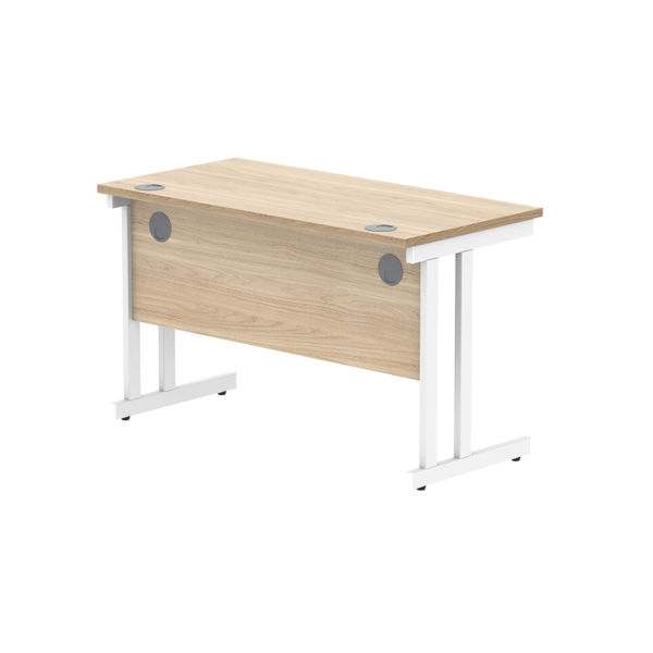 Polaris Rectangular Double Upright Cantilever Desk 1200x600x730mm Canadian Oak/White KF822260