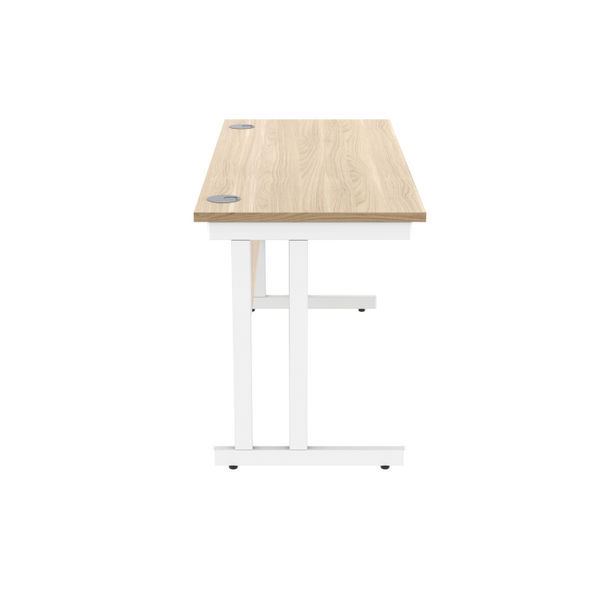 Polaris Rectangular Double Upright Cantilever Desk 1400x600x730mm Canadian Oak/White KF822270