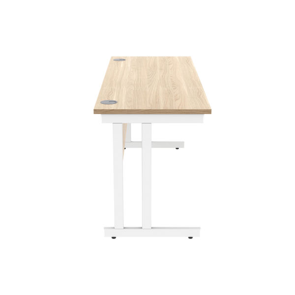 Polaris Rectangular Double Upright Cantilever Desk 1600x600x730mm Canadian Oak/White KF822280