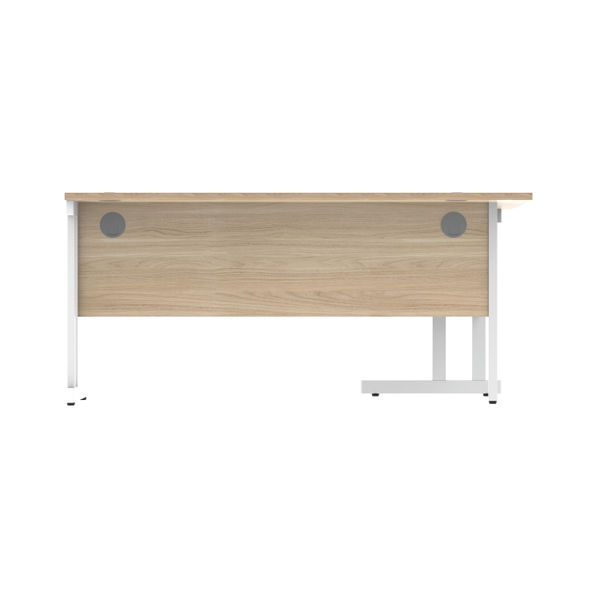 Polaris Left Hand Radial Double Upright Cantilever Desk 1600x1200x730mm Canadian Oak/White KF822320