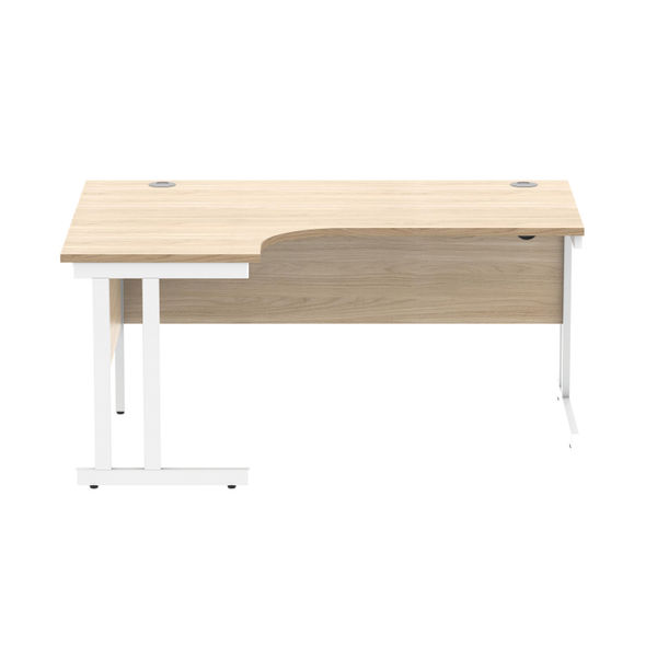 Polaris Left Hand Radial Double Upright Cantilever Desk 1600x1200x730mm Canadian Oak/White KF822320