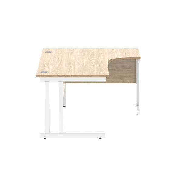 Polaris Right Hand Radial Double Upright Cantilever Desk 1600x1200x730mm Canadian Oak/White KF822330