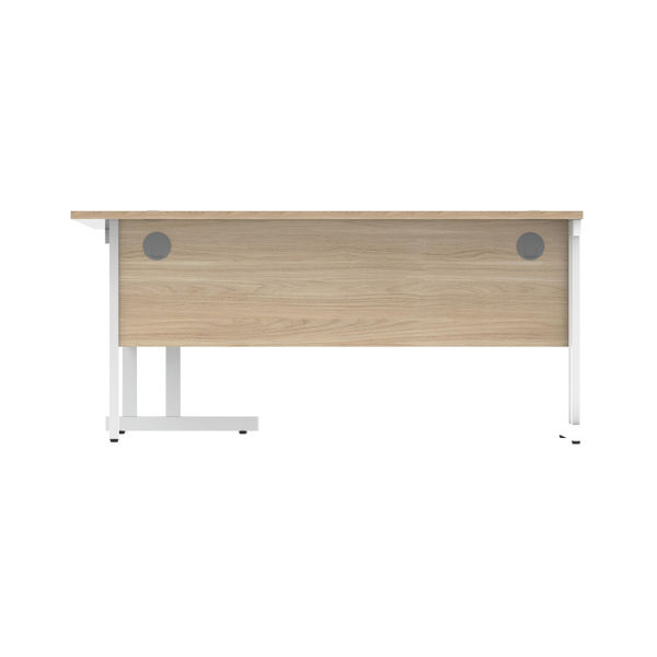 Polaris Right Hand Radial Double Upright Cantilever Desk 1600x1200x730mm Canadian Oak/White KF822330