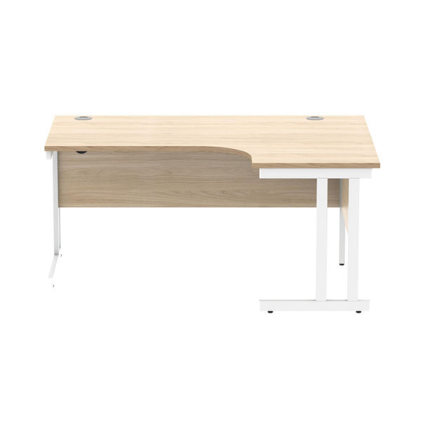 Polaris Right Hand Radial Double Upright Cantilever Desk 1600x1200x730mm Canadian Oak/White KF822330