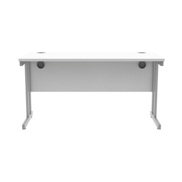 Polaris Rectangular Double Upright Cantilever Desk 1400x600x730mm Arctic White/Silver KF822350