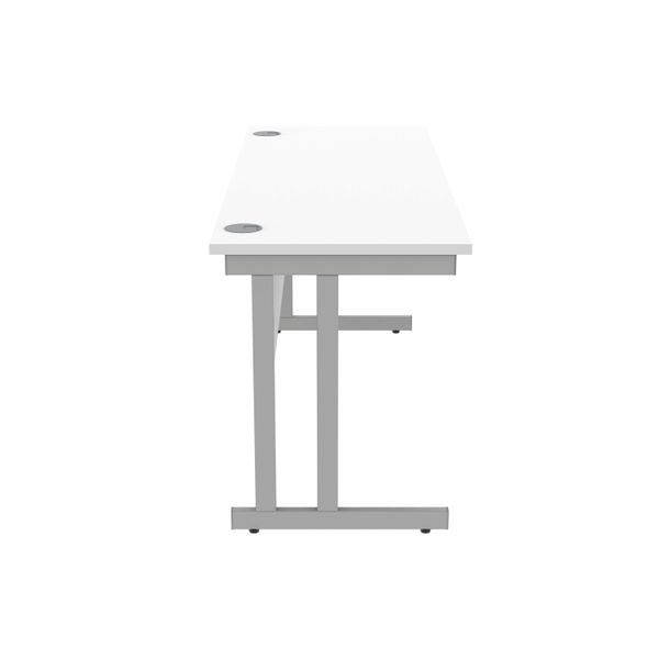 Polaris Rectangular Double Upright Cantilever Desk 1600x600x730mm Arctic White/Silver KF822360