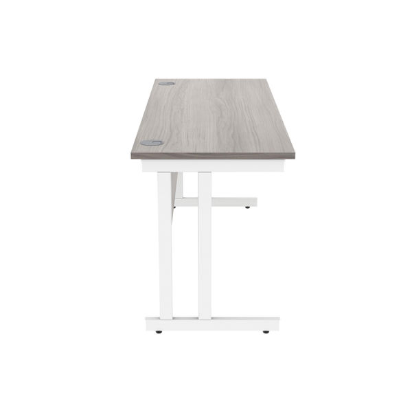 Polaris Rectangular Double Upright Cantilever Desk 1600x600x730mm Alaskan Grey Oak/White KF822600