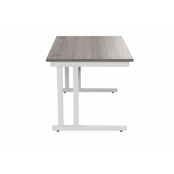Polaris Rectangular Double Upright Cantilever Desk 1200x800x730mm Alaskan Grey Oak/White KF822610