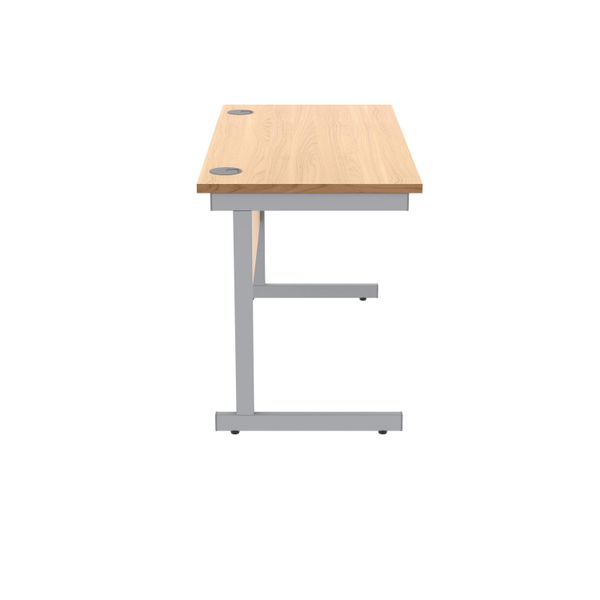 Polaris Rectangular Single Upright Cantilever Desk 1200x600x730mm Norwegian Beech/Silver KF882336
