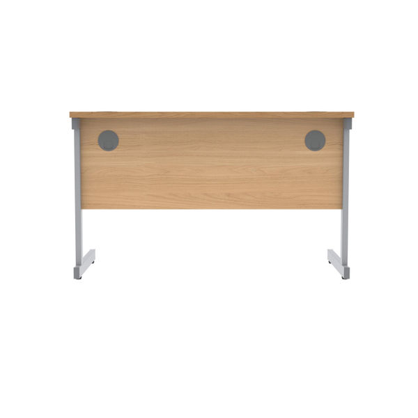 Polaris Rectangular Single Upright Cantilever Desk 1200x600x730mm Norwegian Beech/Silver KF882336