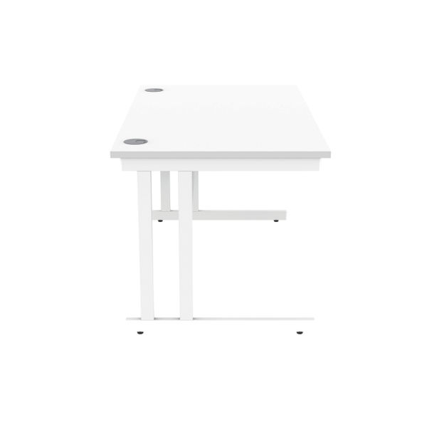 Polaris Rectangular Double Upright Cantilever Desk 1400x800x730mm Arctic White/White KF882356