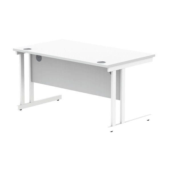 Polaris Rectangular Double Upright Cantilever Desk 1400x800x730mm Arctic White/White KF882356