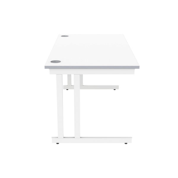 Polaris Rectangular Double Upright Cantilever Desk 1600x800x730mm Arctic White/White KF882357