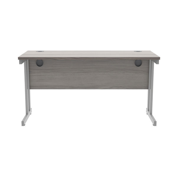 Polaris Rectangular Double Upright Cantilever Desk 1400x600x730mm Alaskan Grey Oak/Silver KF882361