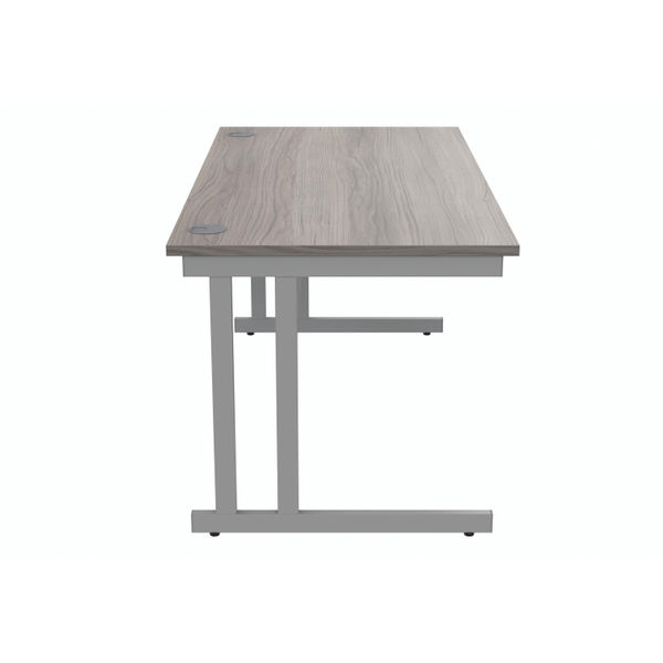 Polaris Rectangular Double Upright Cantilever Desk 1600x800x730mm Alaskan Grey Oak/Silver KF882365
