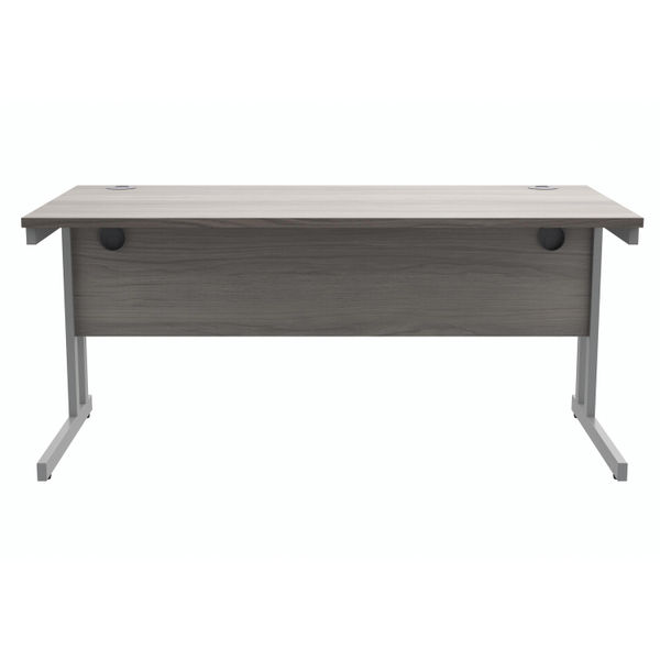 Polaris Rectangular Double Upright Cantilever Desk 1600x800x730mm Alaskan Grey Oak/Silver KF882365