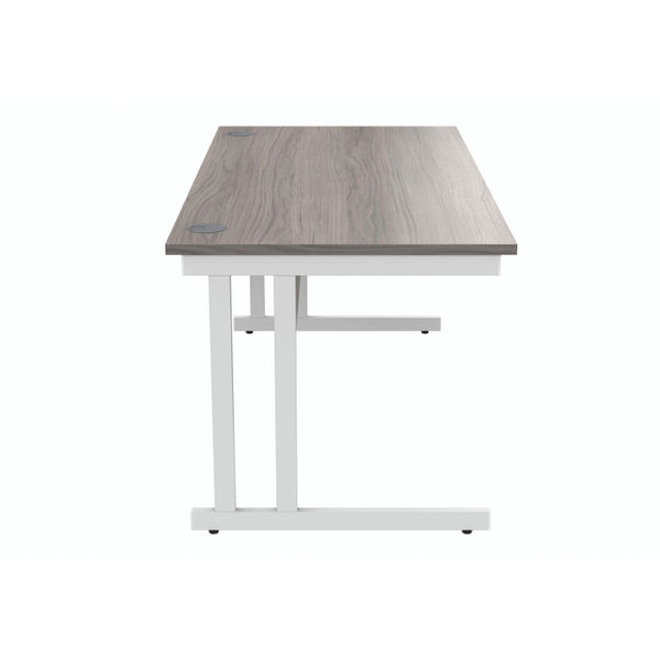 Polaris Rectangular Double Upright Cantilever Desk 1600x800x730mm Alaskan Grey Oak/White KF882371