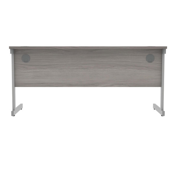 Polaris Rectangular Single Upright Cantilever Desk 1600x600x730mm Alaskan Grey Oak/Silver KF882341