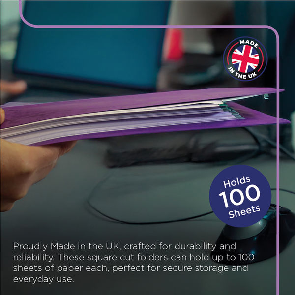 Europa Square Cut Folder 300 micron Foolscap Assorted (Pack of 50) 4820