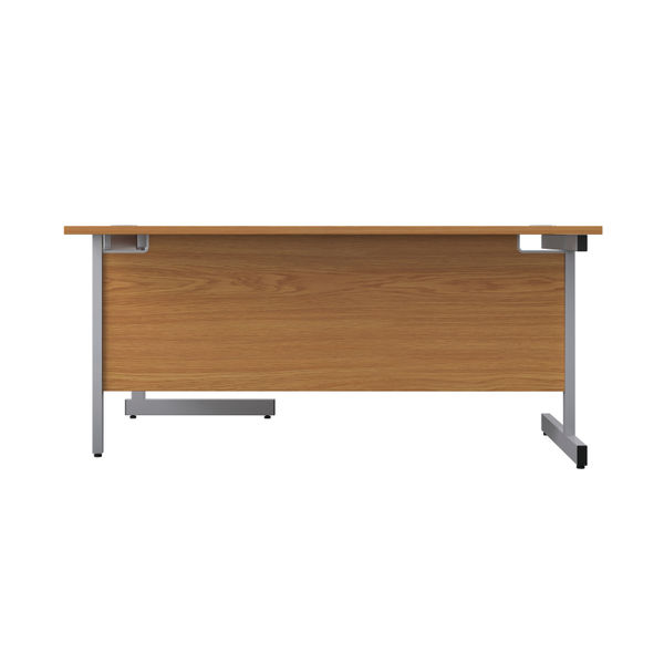 First Radial Right Hand Desk 1600x1200x730mm Nova Oak/Silver KF803058